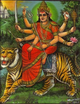 Indian Painting - Durga Ma Devi Hindu Goddess India
